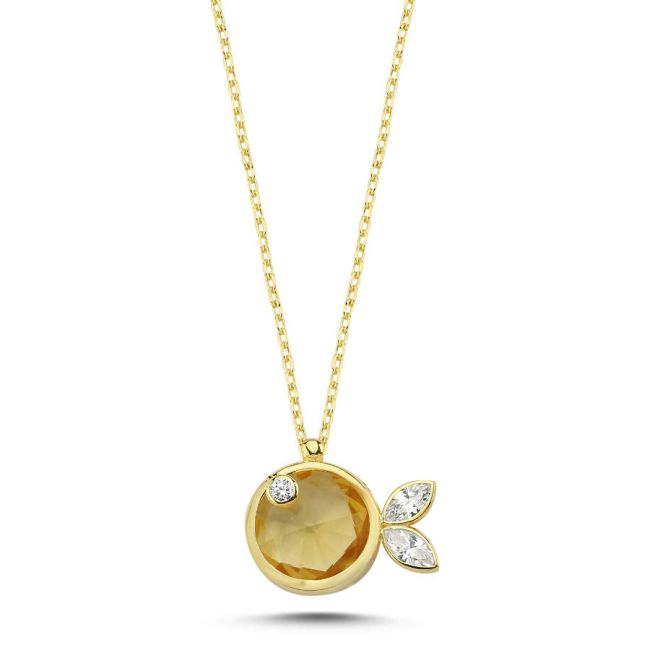 Yellow Stone Fish Trend Gold Silver Women's Necklace - 1