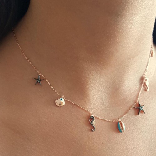 Sea Rose Kadın Gümüş Kolye - 3