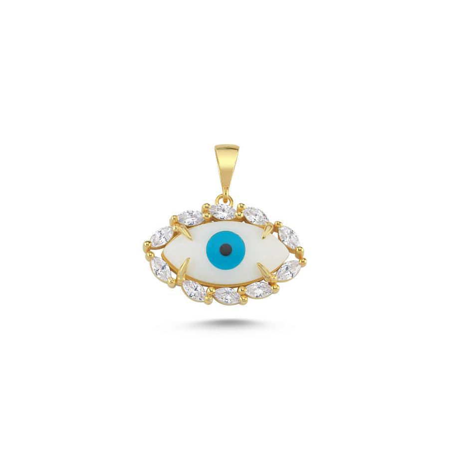 Sedef Nazar Boncuğu Gümüş Kolye Ucu - CNG Jewels