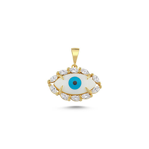 Sedef Nazar Boncuğu Gümüş Kolye Ucu - CNG Jewels