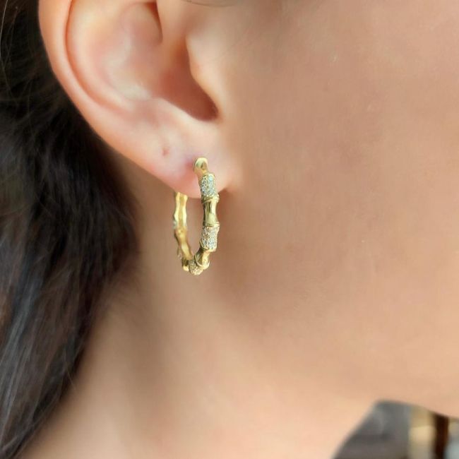 Serpente Halka Gold Gümüş Kadın Küpe - 2