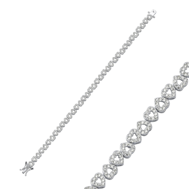 Shiny Heart Silver Waterway Bracelet - 1