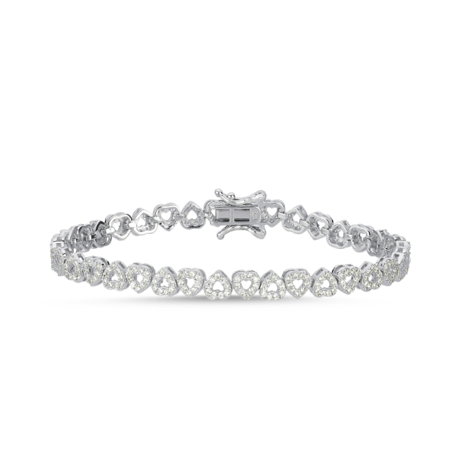 Shiny Heart Silver Waterway Bracelet - 2