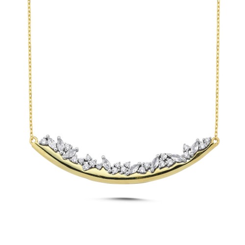Shiny Marquise Bow Plate Design Women's Silver Necklace - 1