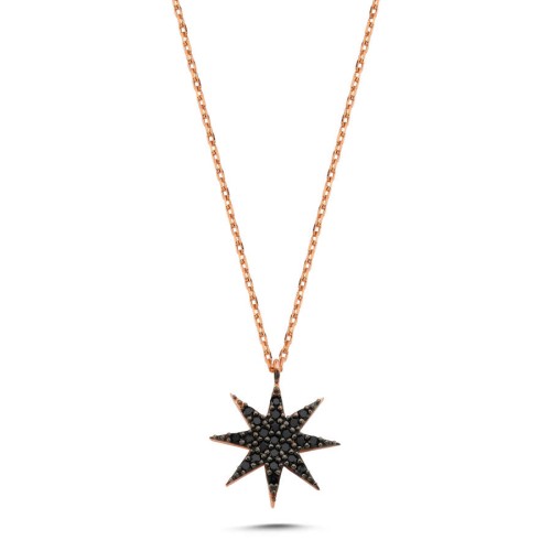 Black Pole Star Women's Silver Necklace - 1