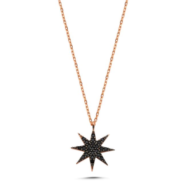 Black Pole Star Women's Silver Necklace - 1