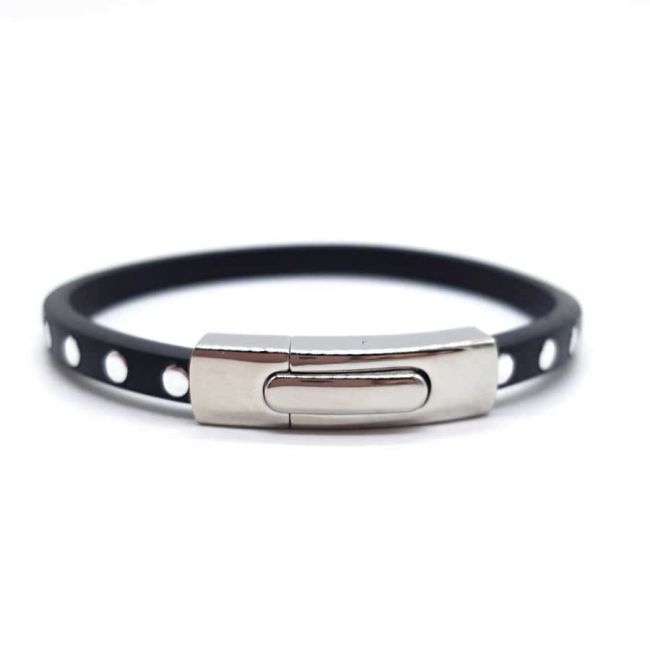 Black Silicone Steel Men's Bracelet - 1