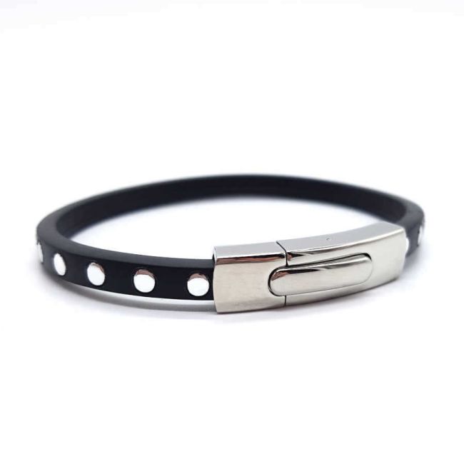 Black Silicone Steel Men's Bracelet - 2