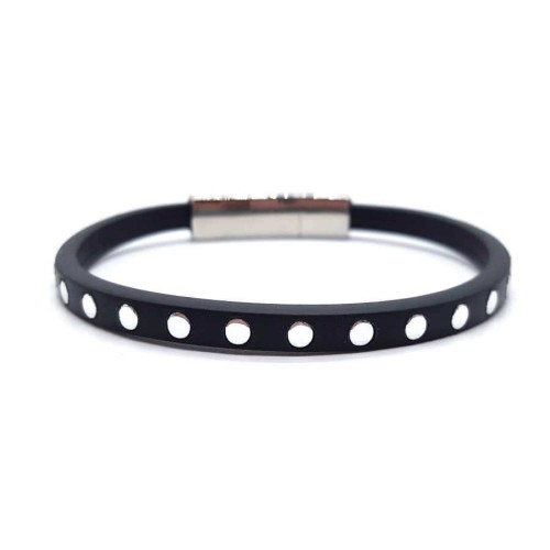 Black Silicone Steel Men's Bracelet - 3