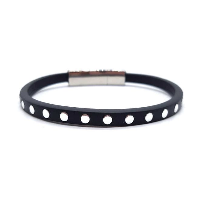 Black Silicone Steel Men's Bracelet - 3