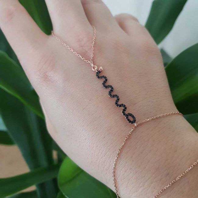 Black Stone Snake Shahmaran Bracelet - 1