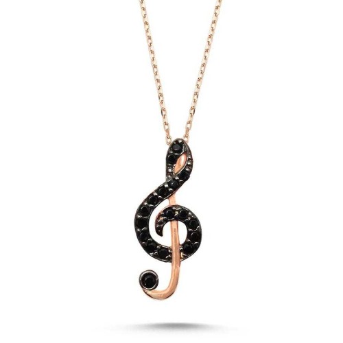 Sol Anahtarı Rose Gümüş Kadın Kolye - CNG Jewels