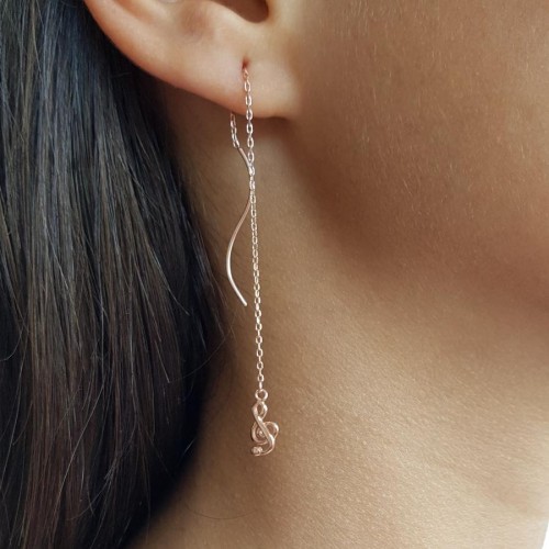 Left Key Chain Rose Silver Women's Earrings - CNG Jewels (1)