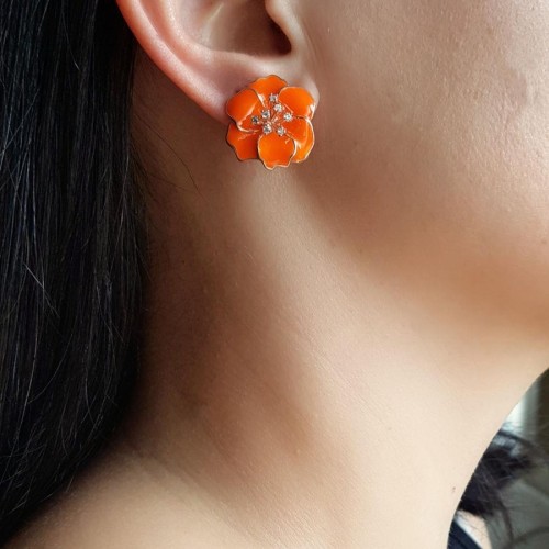 Special Design Neon Orange Violet Silver Women's Earrings - 1