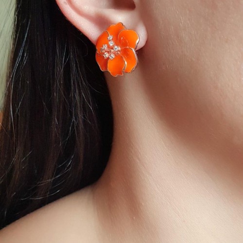 Special Design Neon Orange Violet Silver Women's Earrings - 2