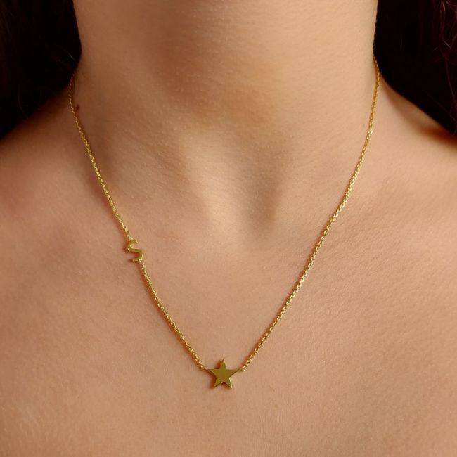 Star Personalized Letter Silver Women's Necklace - 2