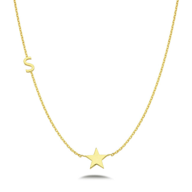 Star Personalized Letter Silver Women's Necklace - 1