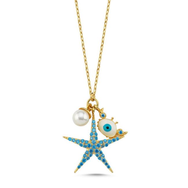 Stella Marina Starfish Blu Silver Women's Necklace - 1