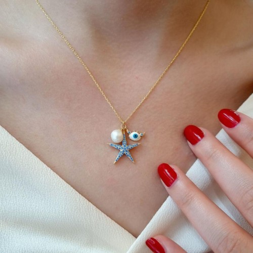 Stella Marina Starfish Blu Silver Women's Necklace - 2