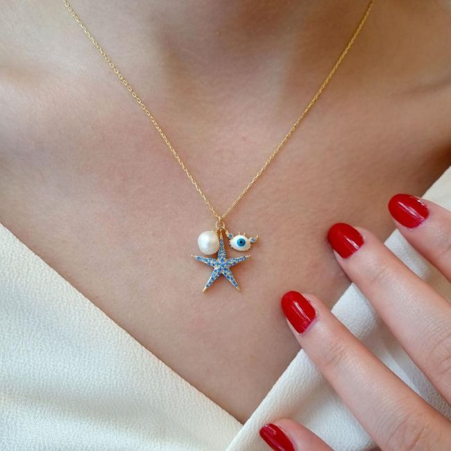 Stella Marina Starfish Blu Silver Women's Necklace - 2