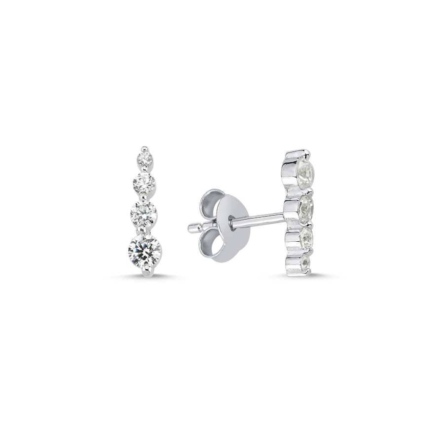 Süzme Dört Taşlı Minimal Gümüş Küpe - CNG Jewels