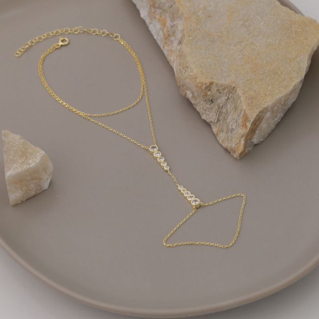 Gold Silver Shahmaran Bracelet with Filtered Stones - 2
