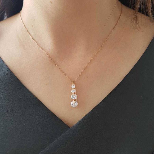 Süzme Taşlı Kadın Rose Gümüş Kolye - 1