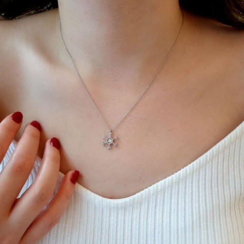 Swarovski Stone Snowflake Silver Women's Necklace - 3
