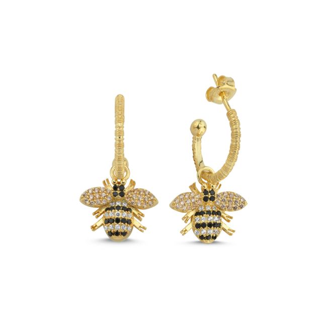 Design Bee Dangle Silver Earrings - 1