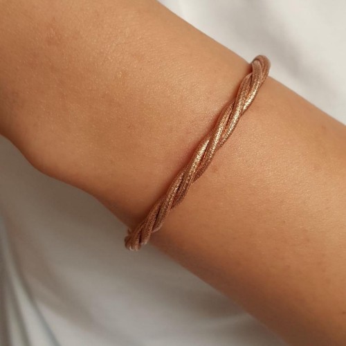 Thick Twist Rose Silver Women's Bracelet - CNG Jewels