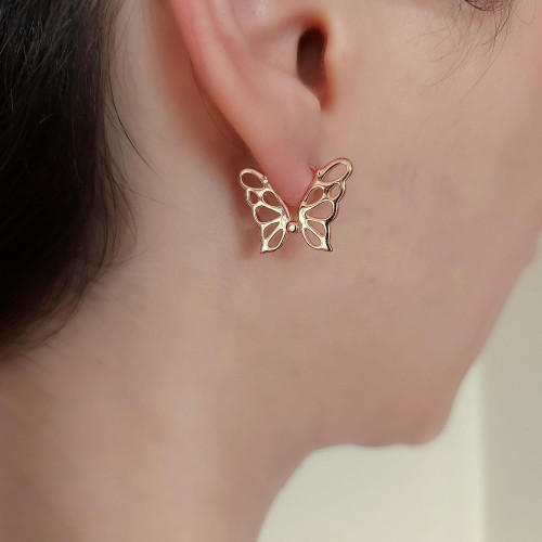 Tasarım Kelebek Rose Gümüş Halka Küpe - CNG Jewels (1)