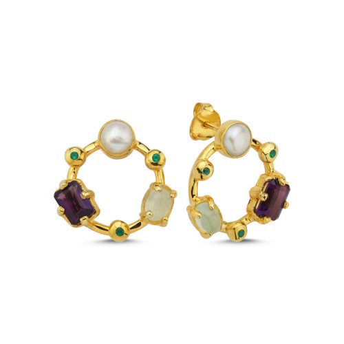 Design Mary Amethyst Women's Silver Earrings - 1