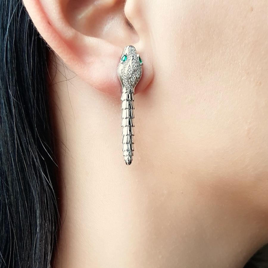 Snakeskin Textured Design Women's Silver Earrings - CNG Jewels (1)
