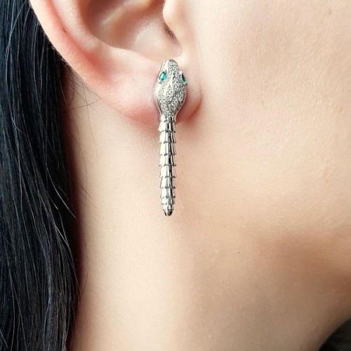 Snakeskin Textured Design Women's Silver Earrings - CNG Jewels (1)
