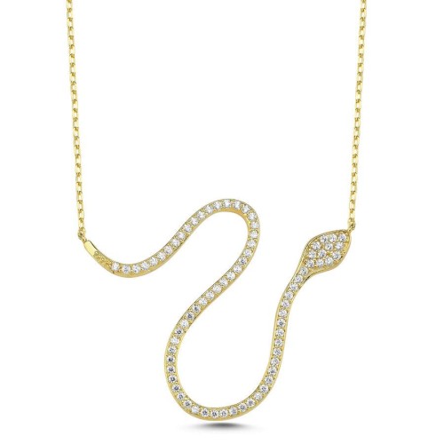 Snake Design Silver Women's Necklace with Stones - CNG Jewels