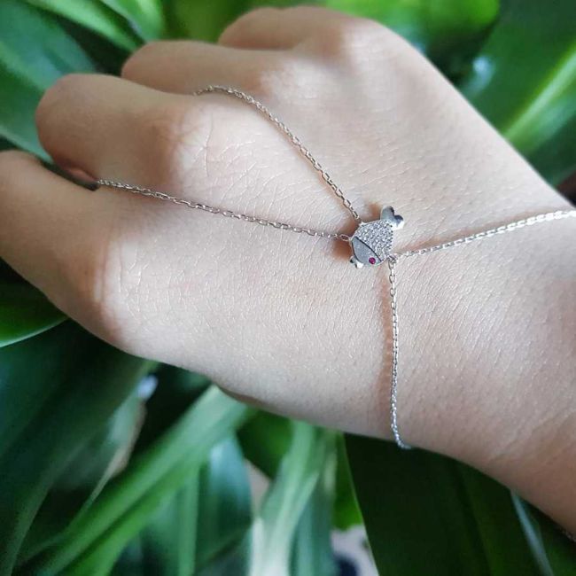 Stone Fish Silver Shahmaran Bracelet - 1