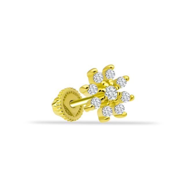 Stone Flower Gold Helix Piercing - 1