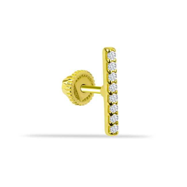 Taşlı Çubuk Altın Helix Piercing - 1