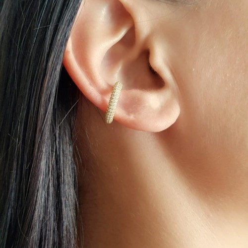 Stone Hoop Gold Cartilage Silver Women's Earrings - CNG Jewels