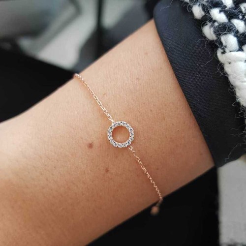 Stone Hoop Rose Silver Women's Bracelet - CNG Jewels