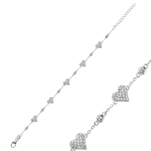 Stone Heart Silver Women's Bracelet - CNG Jewels