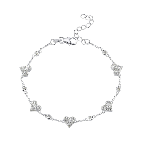 Stone Heart Silver Women's Bracelet - 3