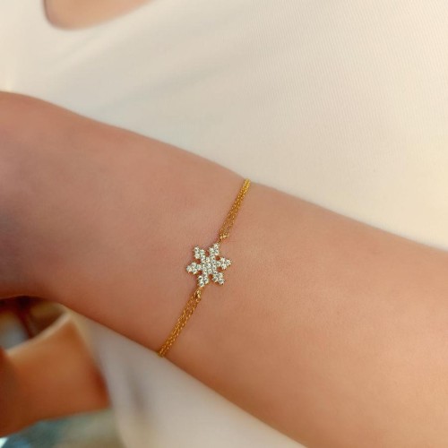 Stone Snowflake Gold Silver Women's Bracelet - CNG Jewels