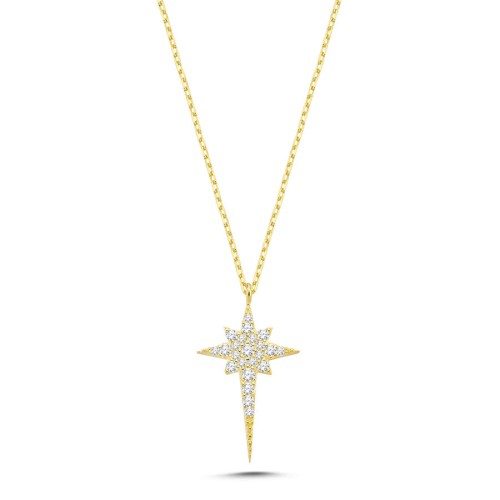Stone Polar Star Gold Women's Silver Necklace - 1