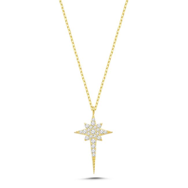 Stone Polar Star Gold Women's Silver Necklace - 1