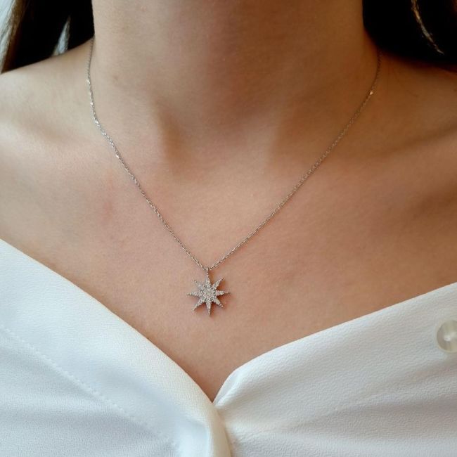Women's Silver Necklace with Polar Star Stone - 2