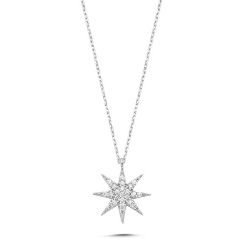 Taşlı Kutup Yıldızı Kadın Gümüş Kolye - CNG Jewels