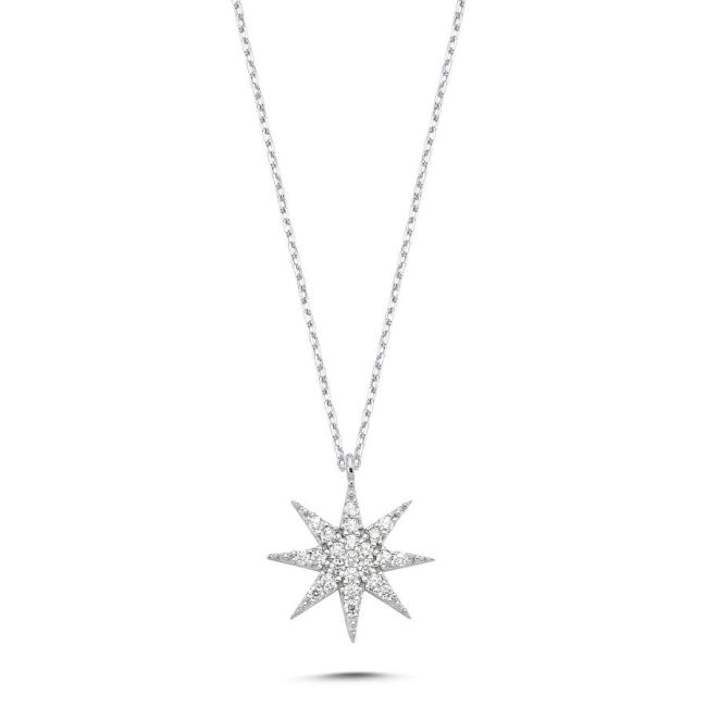 Women's Silver Necklace with Polar Star Stone - 1
