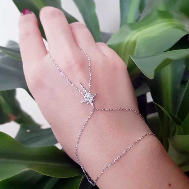 North Star Silver Shahmaran Bracelet with Stones - 1