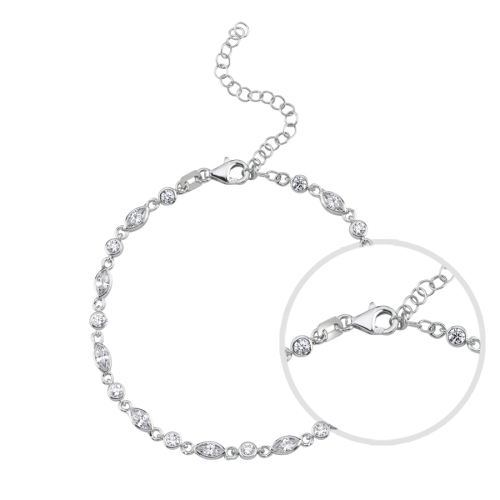 Marquise Stone Chain Women's Silver Bracelet - 3